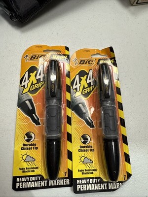 Bic Mark It Super Duty Permanent Marker Grip It Chisel Tip New Sealed Rare Lot 2