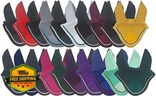 Pony Horse Fly Bonnet Black Cotton Crochet Ear Net Veil