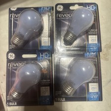 Lot of 4 GE Reveal Bulb 40W HD Light A15 Bulb 2650K 260Lumens Soft Light