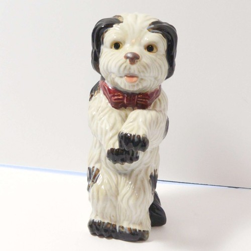 Majolica Shih Tzu Dog Figurine, Vintage Colorful Pottery, 9 Inches Tall