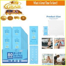 80 Pcs Body Wipes Large Individually Wrapped No Rinse Portable for Travel Gym