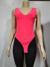 London Rose Womens Bodysuit Size M Young Contemporary Neon Pinkish Thong CB2