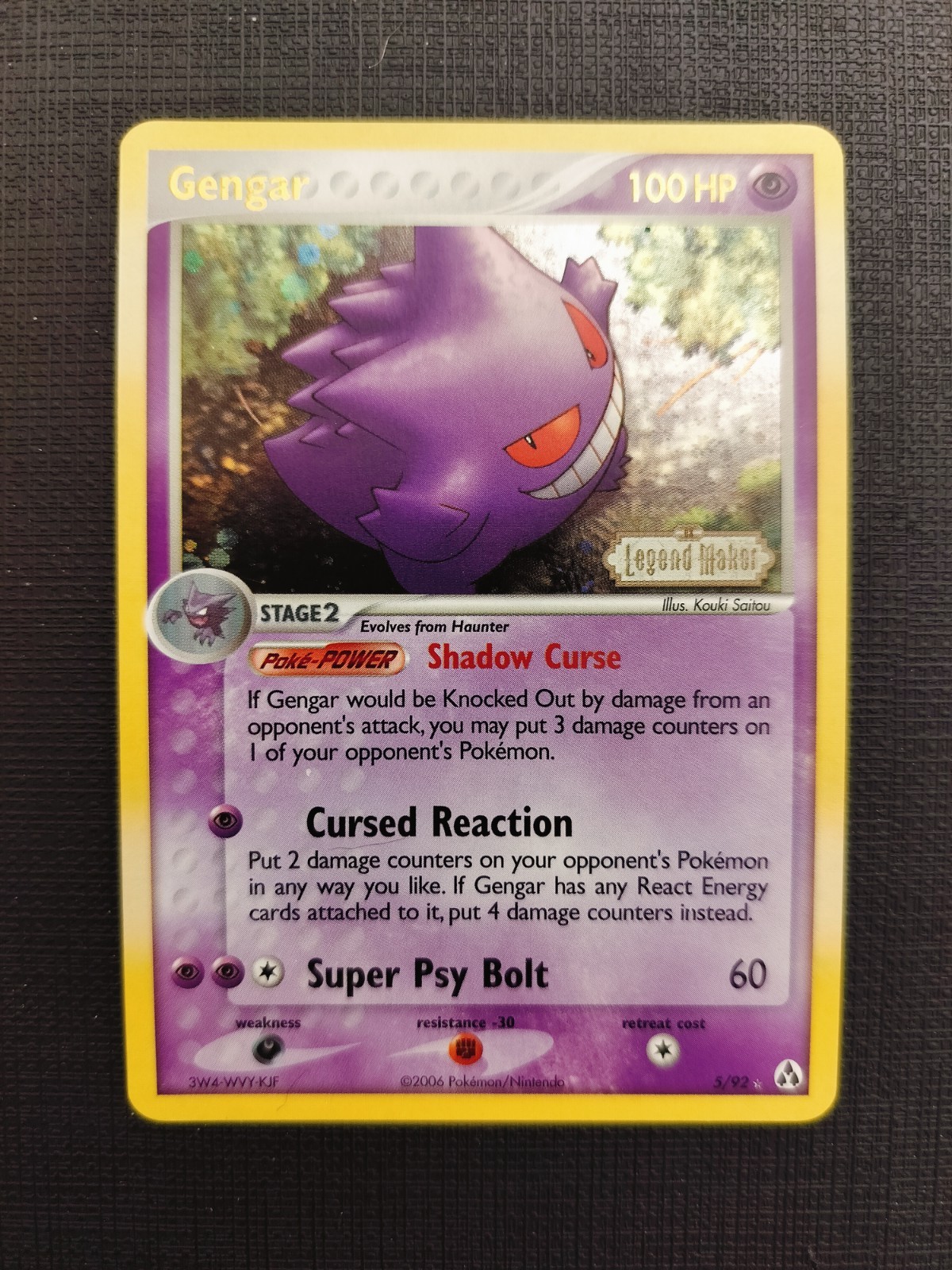 Gengar Reverse Holo Rare Pokémon Legend Maker 5/92 NM