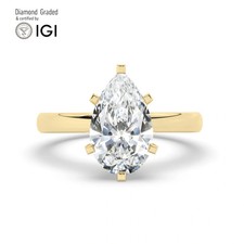 Pear Diamond Engagement Ring 14k Yellow Gold Labgrown 3 Ct Solitaire