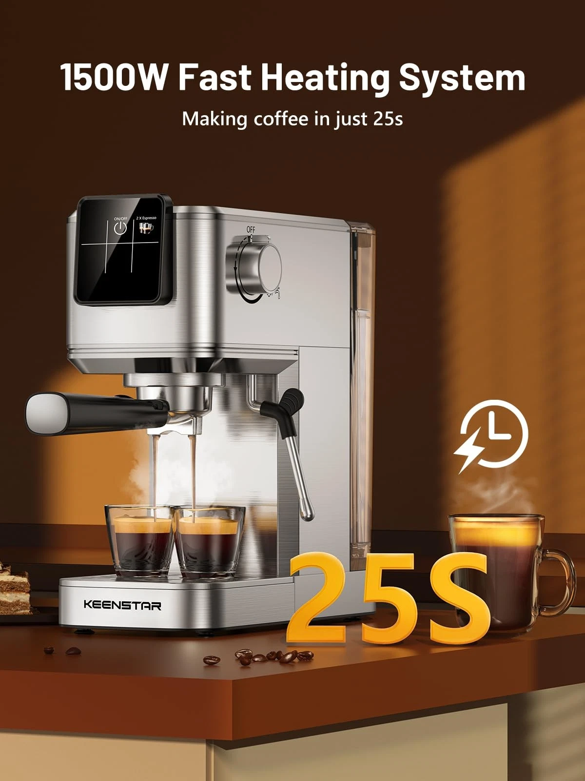 KEENSTAR 20Bar Espresso Machine with Rapid Cold Brew, Hot & Iced Coffee Makers-m