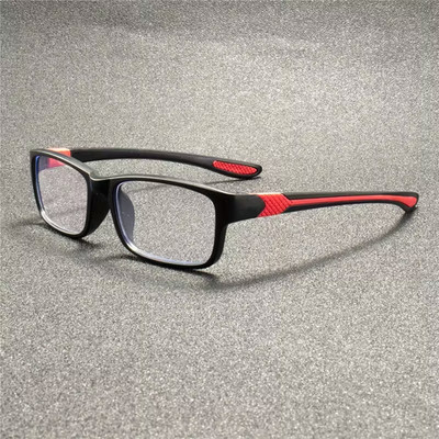 Modische Sport-Lesebrille,  +1,5 , schwarz/rot, Rechteckig mit Vollrand, Unisex