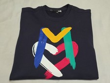 Love Moschino Deep Navy Blue Painted Logo Pullover Terry L/S Sweatshirt SZ 2XL