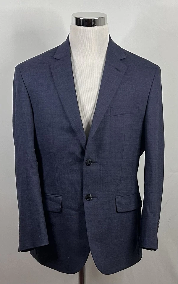 Jos A Bank 40S Tailored Fit Sport Coat Blue Plaid Wool Blend Double Vented - Image 2 of 4