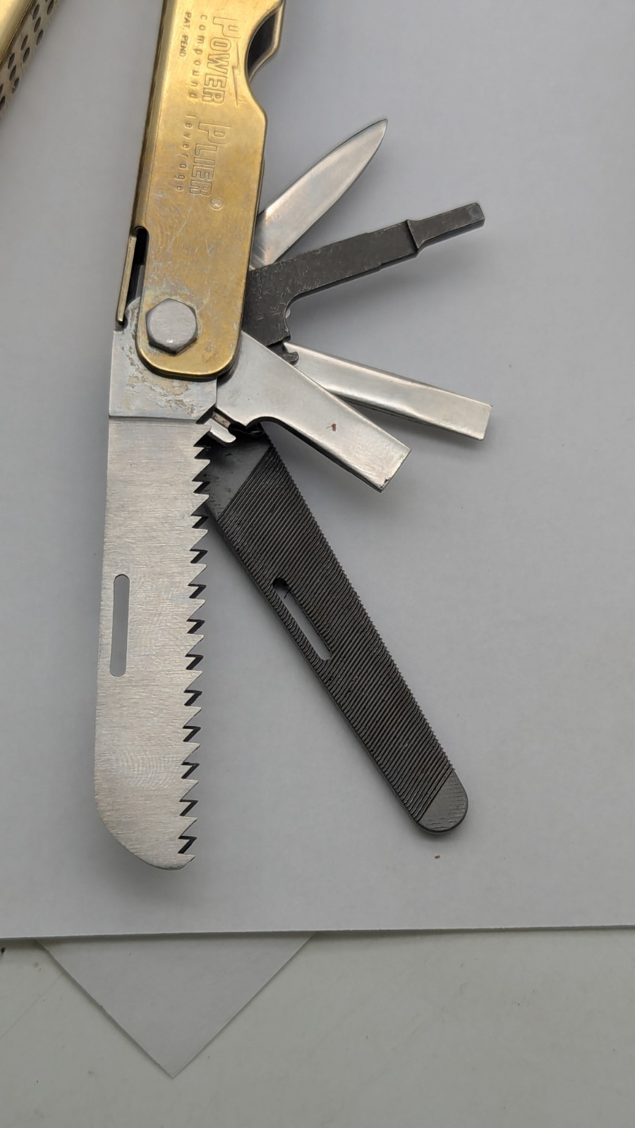  SOG T52 Power Plier Mulitool Gold Tone PRE OWNED READ TiNi COAT USA HARD 2 FIND