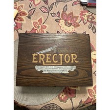 Vintage Erector Set No. 5A Mysto Mfg New Haven CT Wood Box Manual Parts Lot