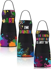 3 Pcs Painting Artist Apron with 2 Pockets Colorful Waterproof Painting... 
