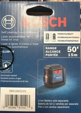 Bosch GLL50-20 50ft Range Self Leveling Cross Line Laser (NEW SEALED)
