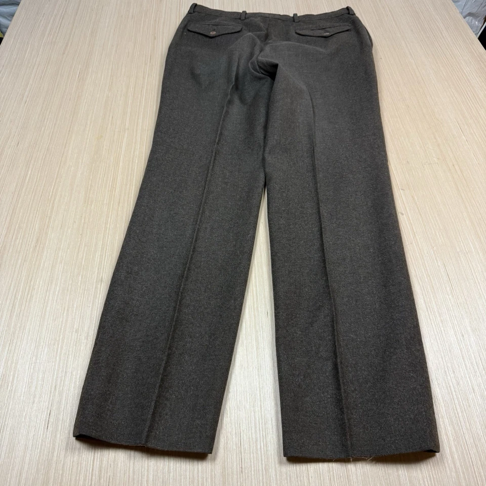 Vintage Calvin Klein Wool Pleated Pants 36x32 Made in Hong Kong Brown Trousers - Image 2 of 4