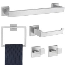 5 Pieces Bathroom Hardware Accessories Set Brushed Nickel, 16Inch Towel Racks fo