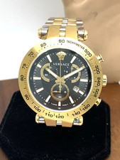 Versace Men's Watch VEJB00622 Swiss Quartz Chronograph Black Dial Two Tone Steel