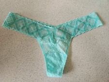 Vintage Victoria's Secret Blue Lacie Shimmer One Size Thong Panty