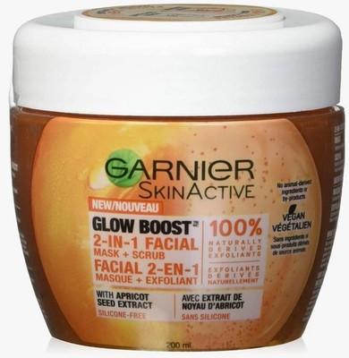 New Garnier SkinActive Glow Boost 2-in-1 Facial Mask and Scrub, A257