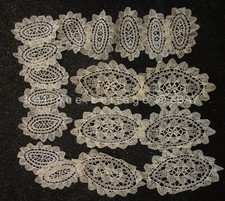 LOT antique 18pc HANDMADE BOBBIN LACE DOILIES ecru and white doiley vintage