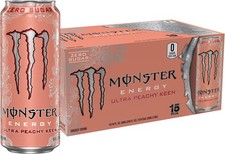 Monster Energy Ultra Peachy Keen 16oz Sugar Free Energy Drink - Pack of 15