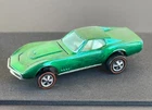 Vintage Hot Wheels Redline 1968 Green Custom Corvette HK - White Int, High Grade