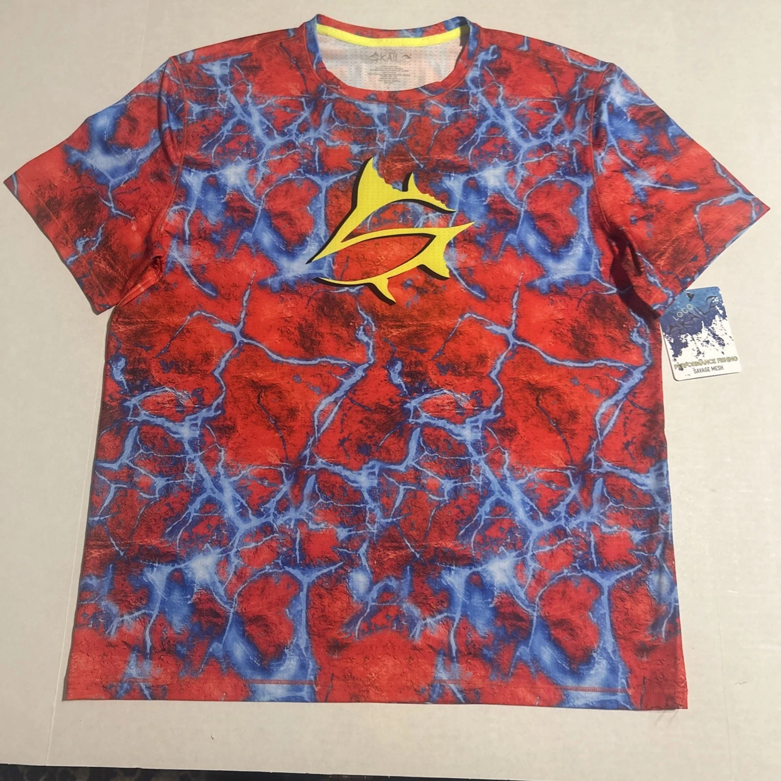 LOCO SKAILZ Mens Large Short Sleeve Performance Fishing Shirt UPF 50 NEW W/ TAGS