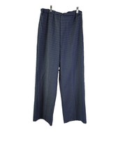 Vintage 70s Womens 16 Large Plaid Knit High Rise Wide Leg Pants USA Prep Grunge