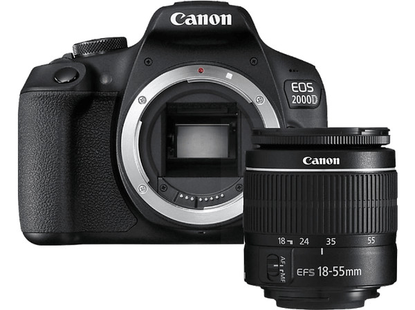 Canon EOS 2000D, 24.1 MP CMOS APS-C, Objetivo EF-S 18-55 mm f/3.5-5.6 DC III