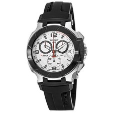 Tissot T-Race T048417A Cronografo Quarzo Svizzero 43mm Quadrante Bianco Nuovo con scatola