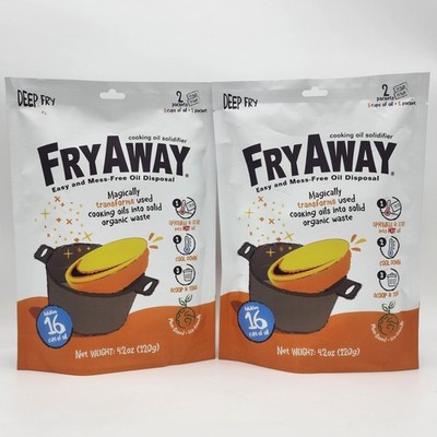 Lot Of 2 FryAway Cooking Oil Solidifier 4.2 Oz Deep Fry Oil Disposal Plant Based