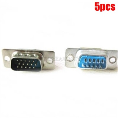 5Pcs DB15 15-Pin 3 Row Female Plug Computer Vga Cable Connector Adapter New I is