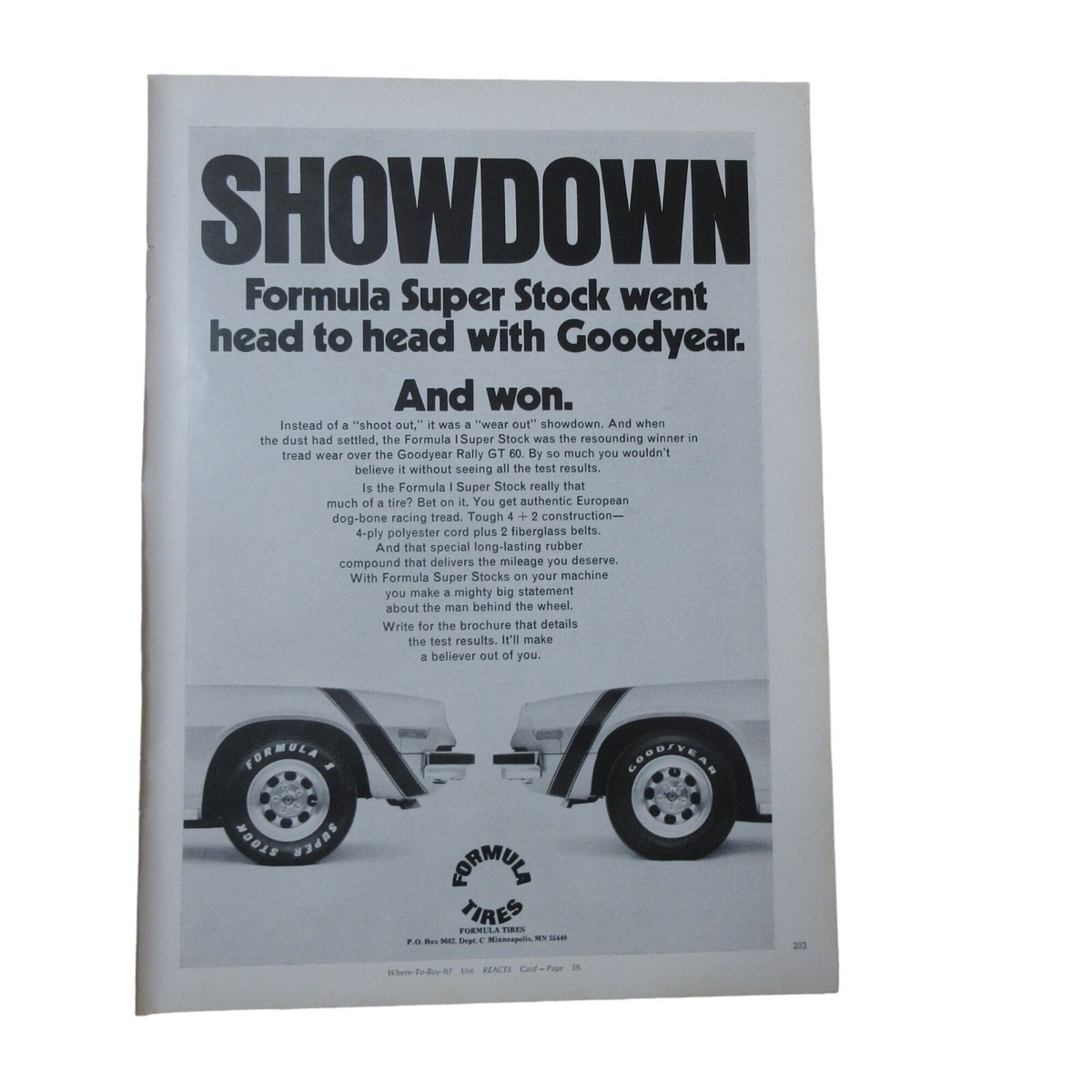 1974 Goodyear Formula Tires - Vintage Print Ad | eBay