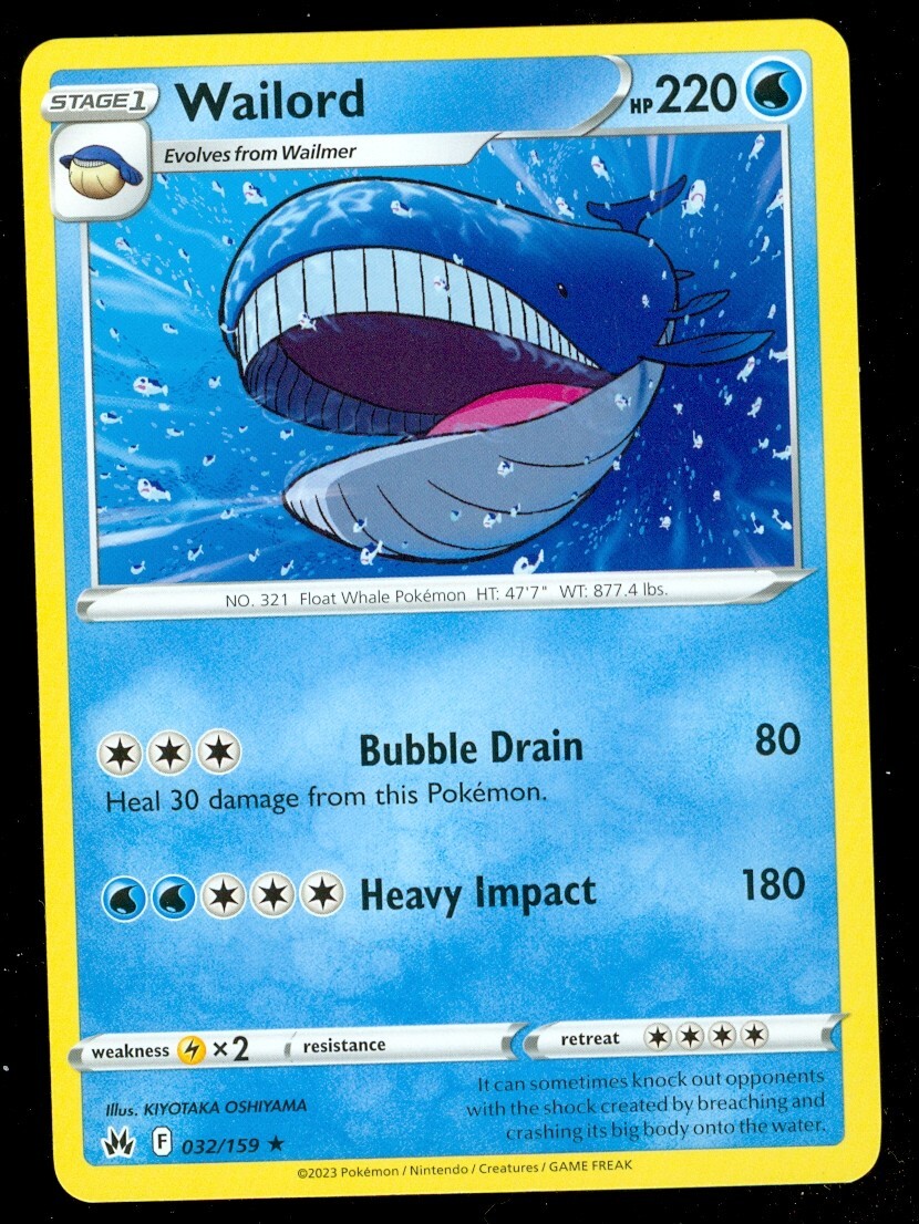 Wailord 120 HP ポケモンカード Pokemon WAILORD 032/159
