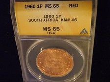 1P Afrique du Sud ANACS MS 65 ROUGE 1960