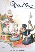 Pope Leo 1893 McGlynn ANTI POVERTY MONKEY at LEO'S FEET Puck Cover Art Print