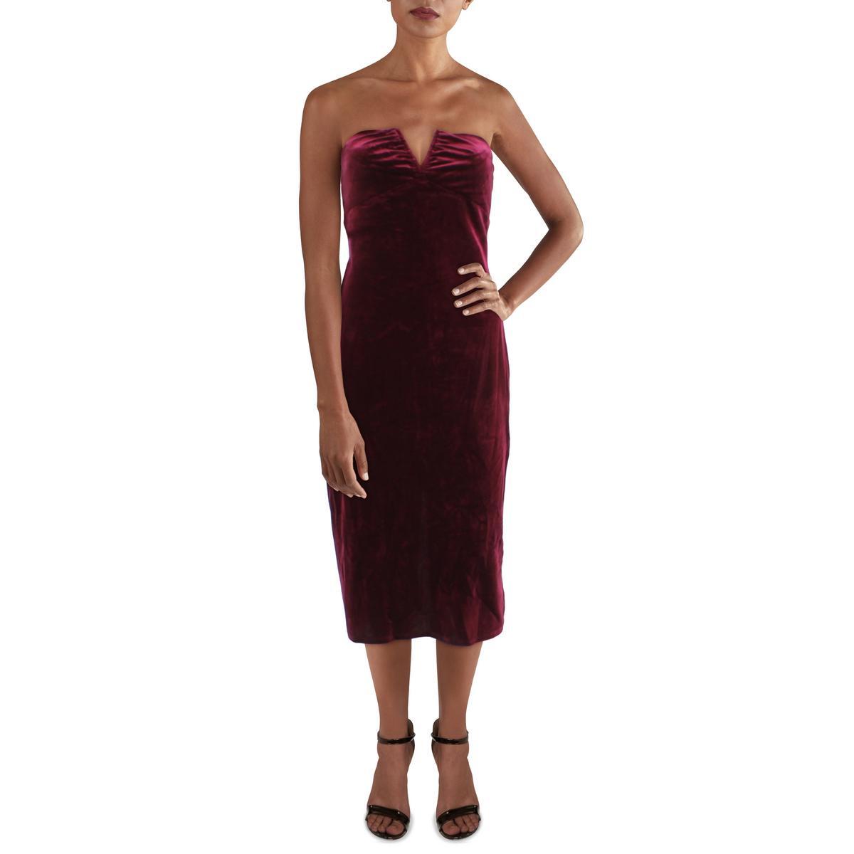 Женское платье-футляр миди из красного бархата Misty The Label L BHFO 8208