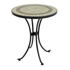 SUPERB "HENLEY" HAND-MADE TILE TOP MOSAIC 2 SEATER GARDEN TABLE 60cm-33% OFF