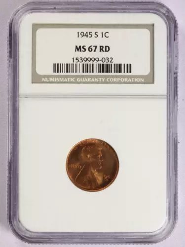 1945-S Lincoln Wheat Cent - NGC MS67 RD