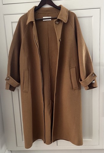 Another Plain wool raglan sleeve coat women Sz. S/M dark beige Designed in Korea - Picture 2 of 12