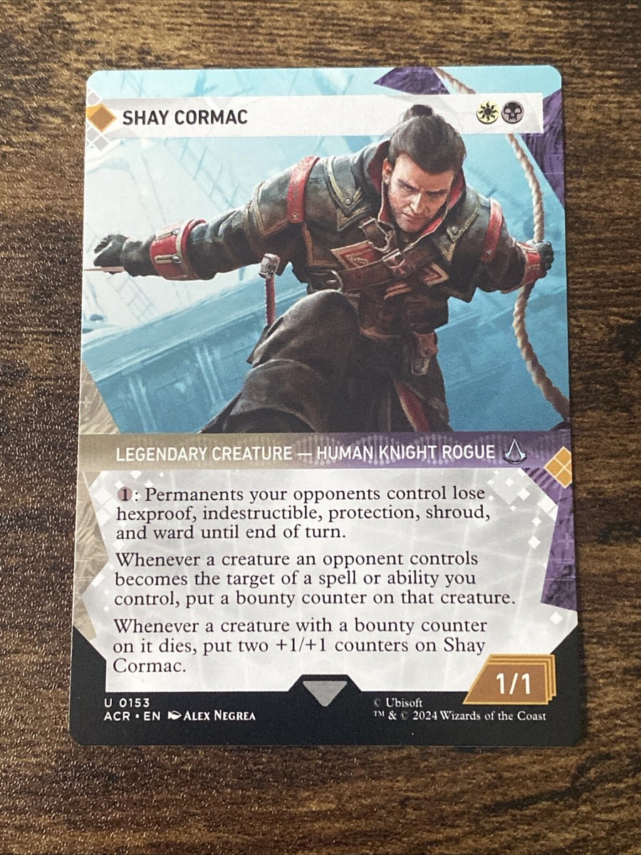 shay cormac mtg card Magic The Gathering - Universes Beyond - Assassin's Creed put two +1/+1 counters on Shay Cormac. Shay Cormac MTG - Assassin's
