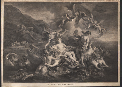 #ad 1780 Rare gravure Le triomphe de Galathée Le Vasseur Jean François de Troy EUR 240.00
