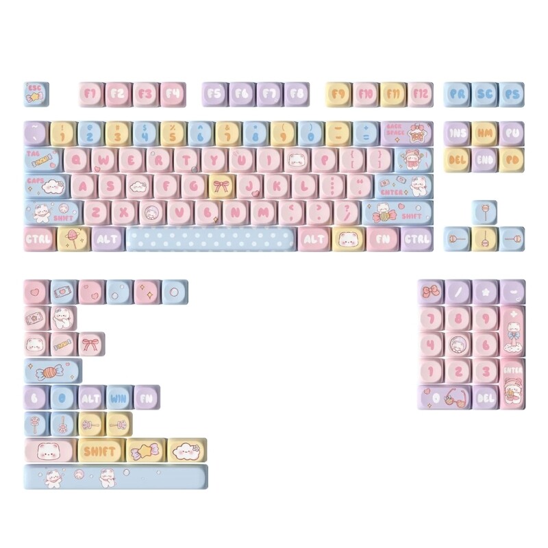 131 Heat-Sublimated Candy Bear Keycaps for Mechanical Keyboards
