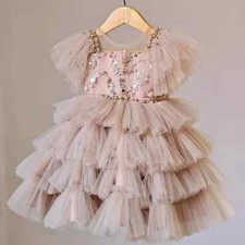 Girl Fashion Sequin Princess Dress Hollow Luxury Cake Dress Party Show Costume