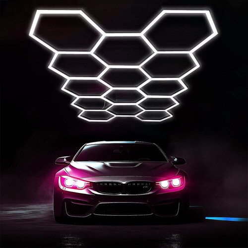 Hexagon Garage Lights Customize 14 Grid LED Hexagon Light for Car Shop Gym USA - Picture 7 of 23