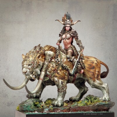 1/24 resin figure model Cougar Hunter Female Rider Unassembled Unpainted