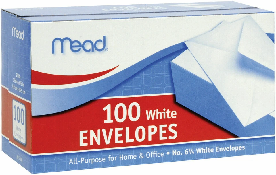 5 boxes Mead Business Size Plain Envelope 3 5/8 #6 1/2 75100 White 100/Box - Image 3 of 4