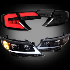 VLAND Projector Headlights + SMOKED LED Tail Lights For Toyota Camry 2012-2014
