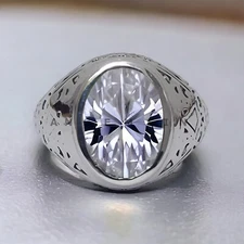 Moissanite Gemstone With 925 Sterling Silver Groom Ring For Men's #AL842