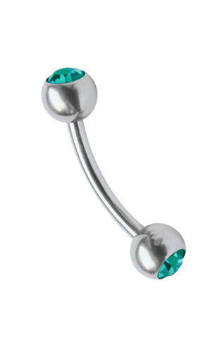 Piercing Gioielli Mini Banana Curvo Barbell 1,2mm Due 2,5mm Sfere IN Pietra - Bild 4 von 16