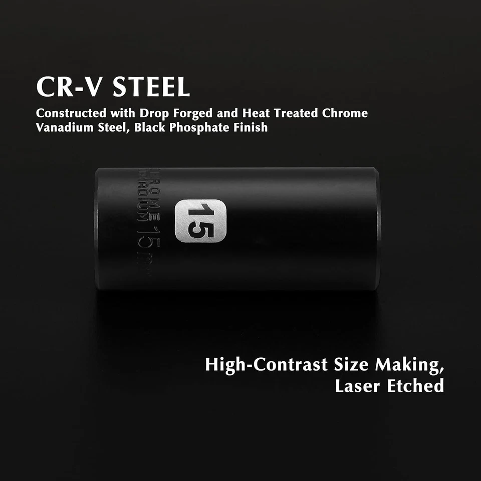 50PCS 1/4"Drive Deep and Shallow,6-Point Master Impact Socket Set,CR-V,SAE/Metri - Image 3 of 4