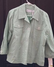 Womens Jacket Alfred Dunner 14 Green White Checkard New with Tags